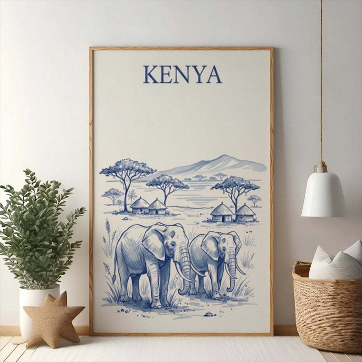 African Elephant Landscape Art Print