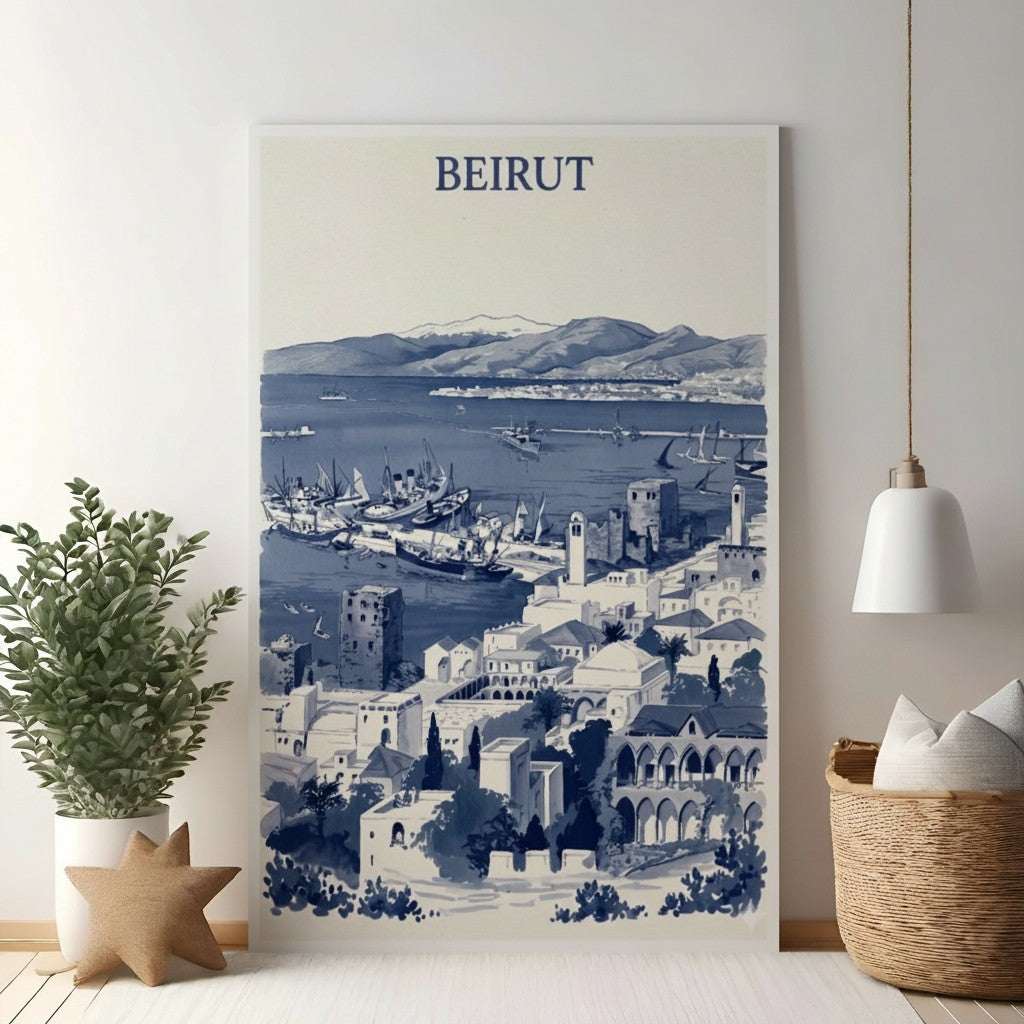 Vintage Beirut Harbor Scene Art Print