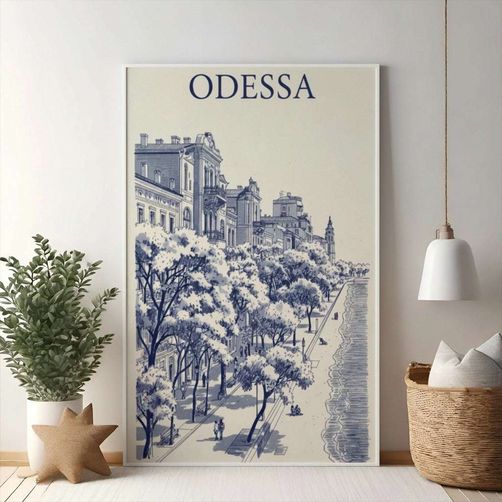 Odessa Cityscape Sketch Wall Art