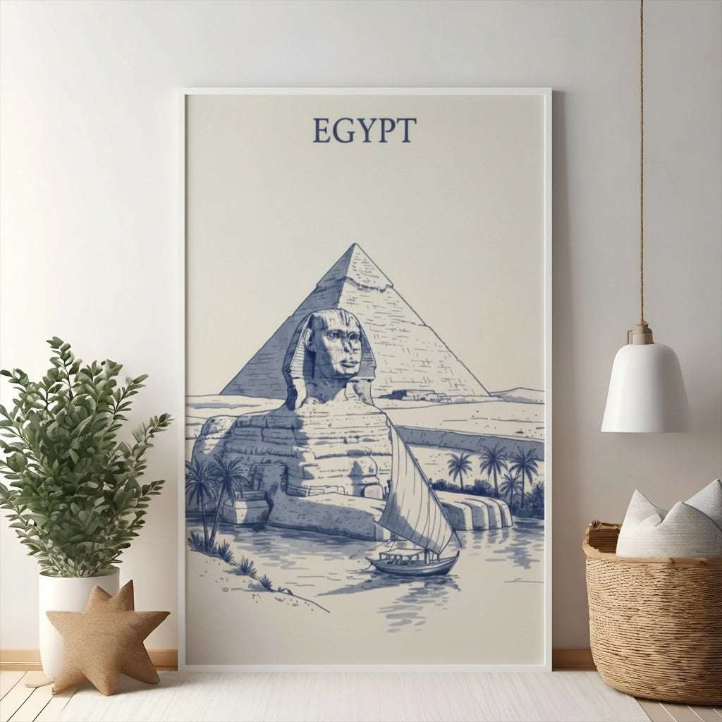 Egyptian Sphinx And Pyramid Landscape