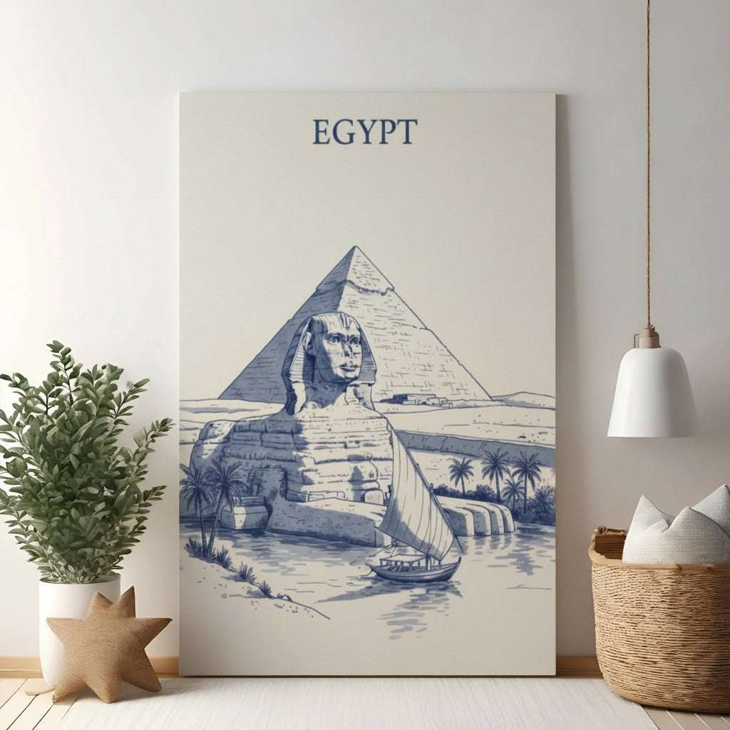 Egyptian Sphinx And Pyramid Landscape