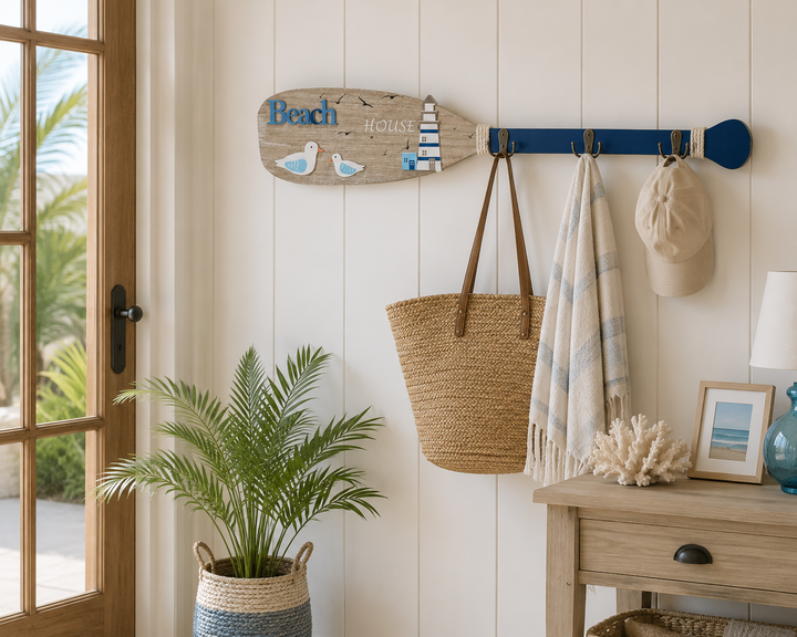 Coastal Beach House Paddle Wall Hook Rack