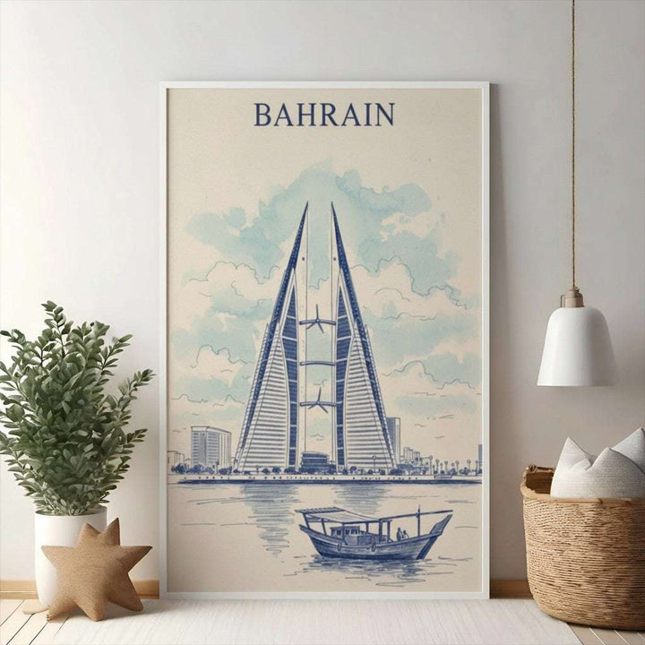 Bahrain Skyline With Traditional Boat