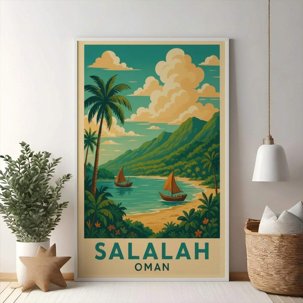 Salalah Oman Vintage Travel Poster