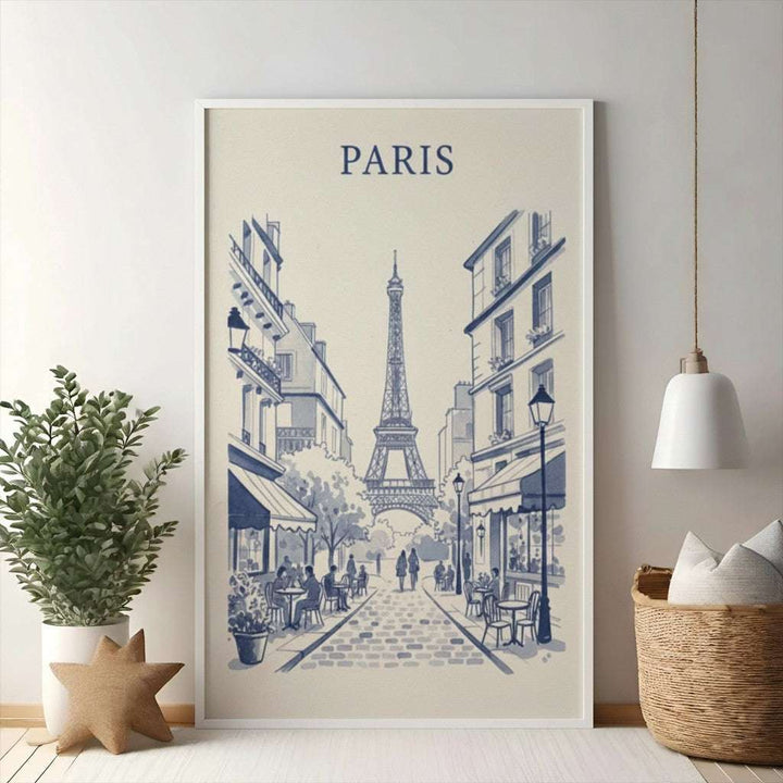 Parisian Street Scene With Eiffel Tower