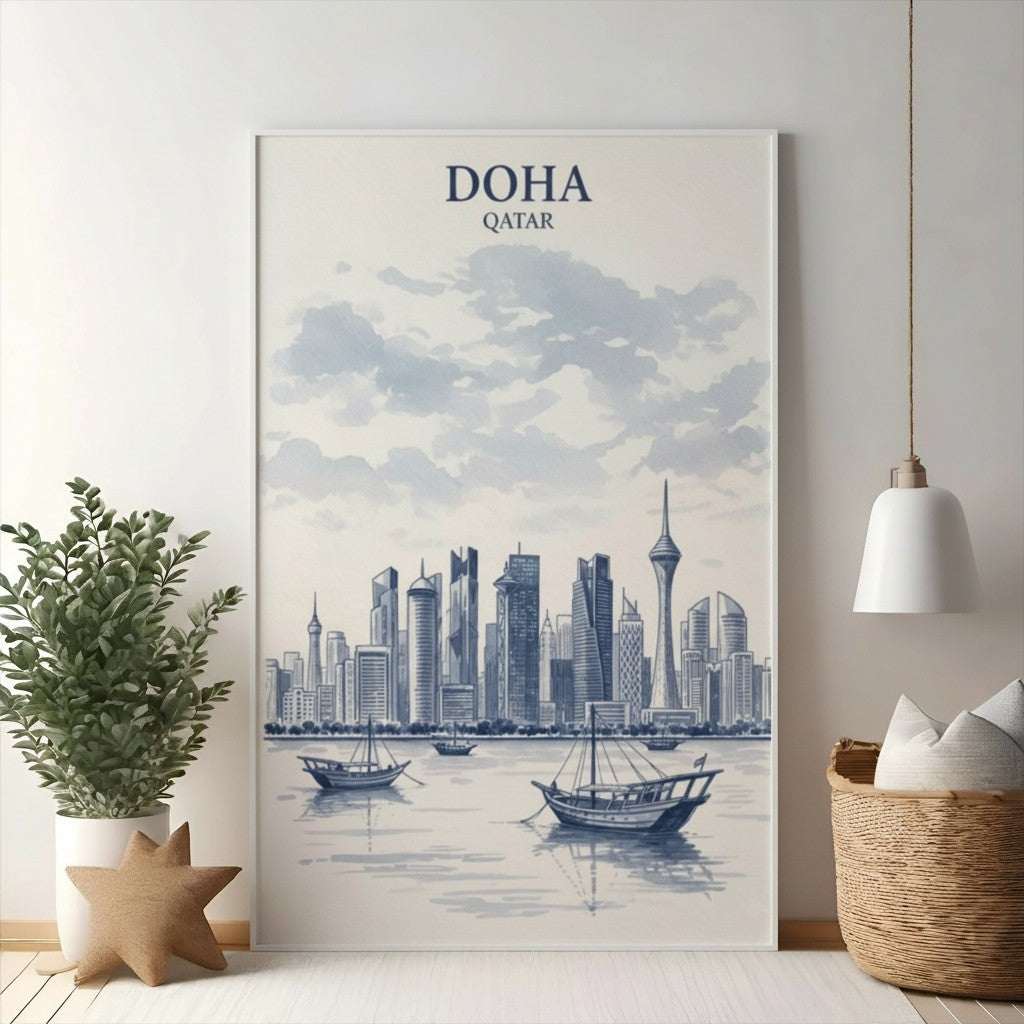 Doha Qatar Skyline Art Print