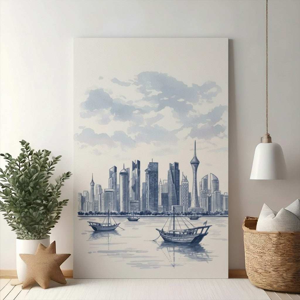 Doha Qatar Skyline Art Print