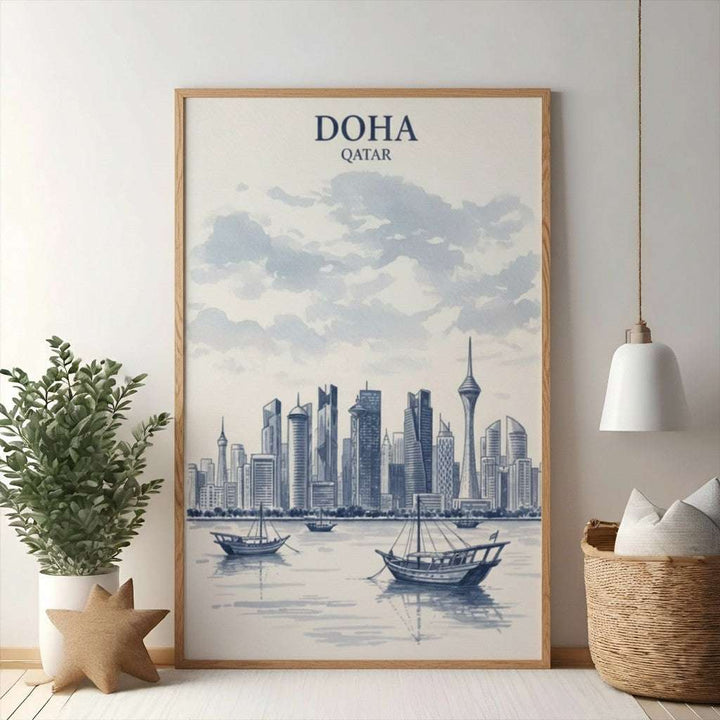 Doha Qatar Skyline Art Print