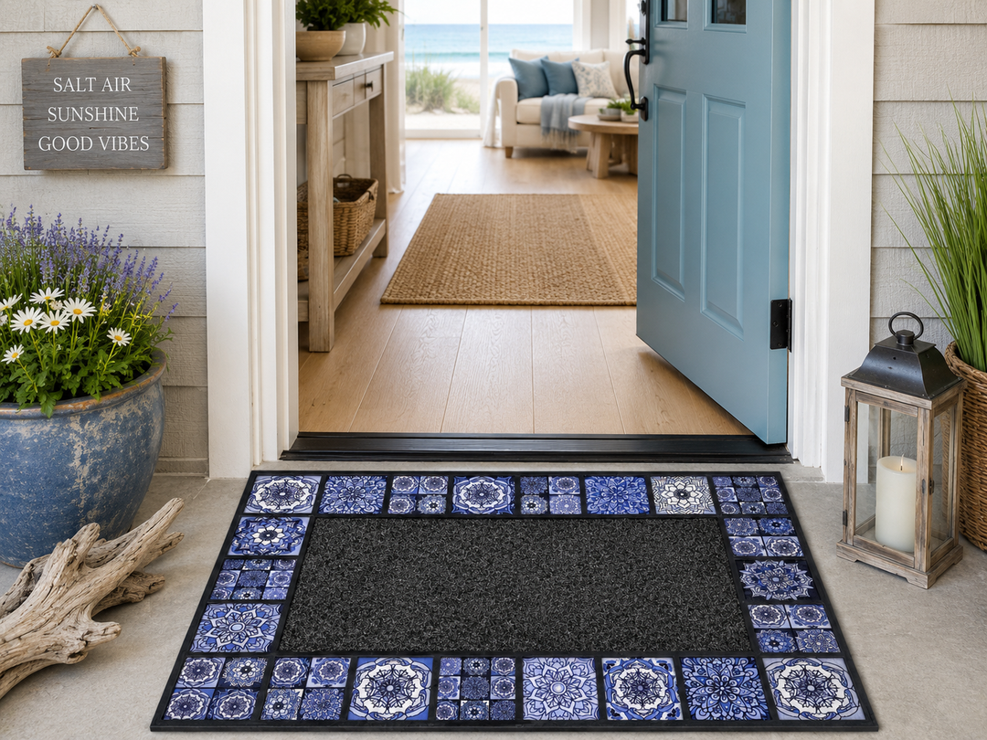 Blue Tile Border Doormat