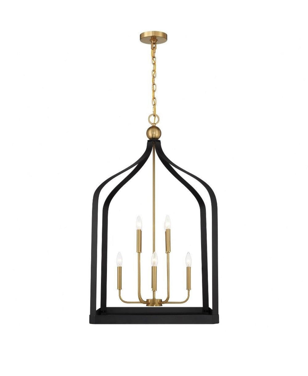 Elegant White and Gold Cage Chandelier