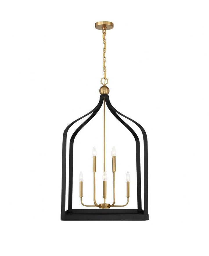 Elegant White and Gold Cage Chandelier