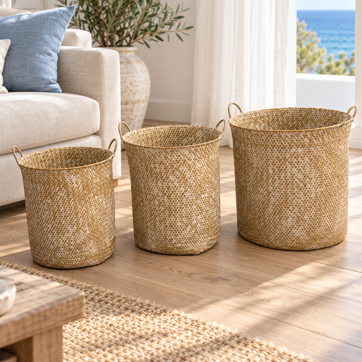 Woven Natural-Fiber Laundry Basket