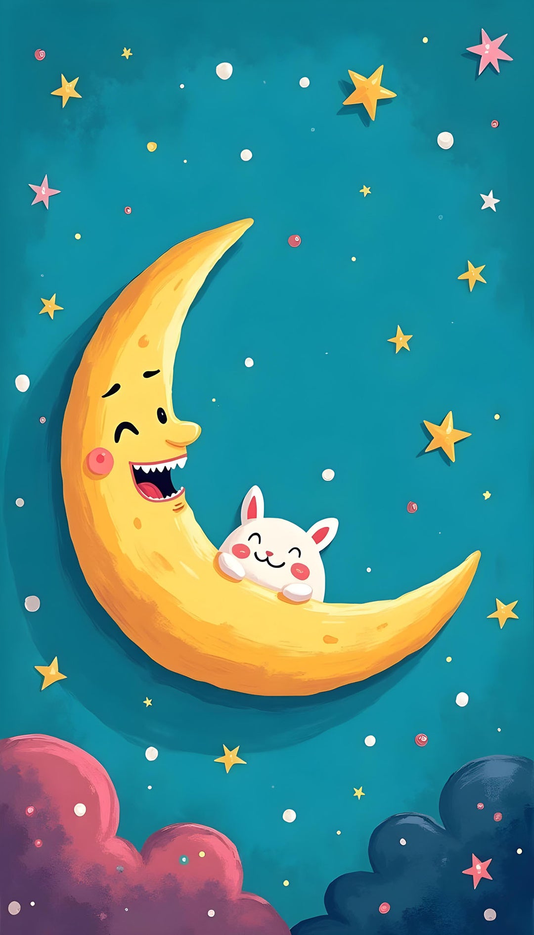 Whimsical Moon And Stars Nursery Art