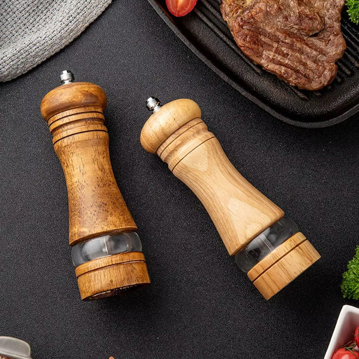 Natural Wood and Glass Pepper Mill