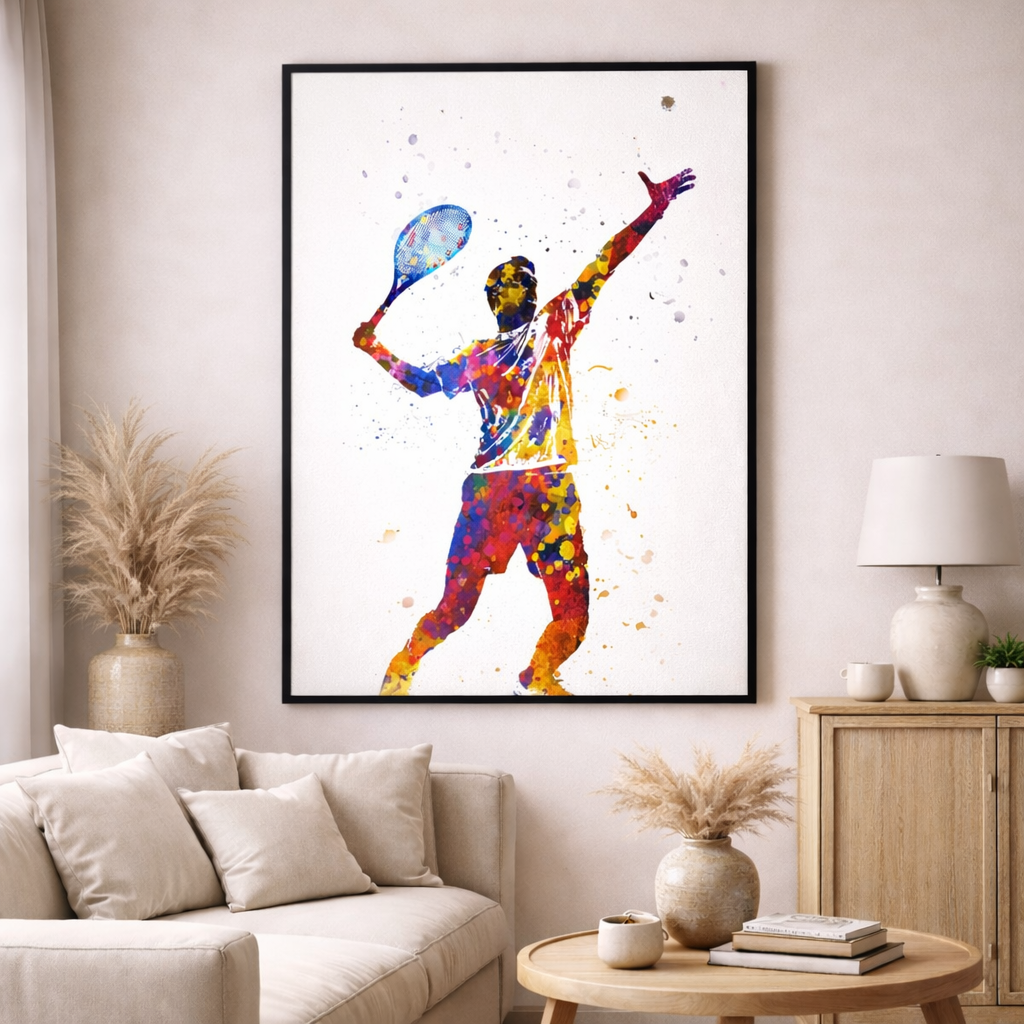 Colorful Tennis Player Canvas