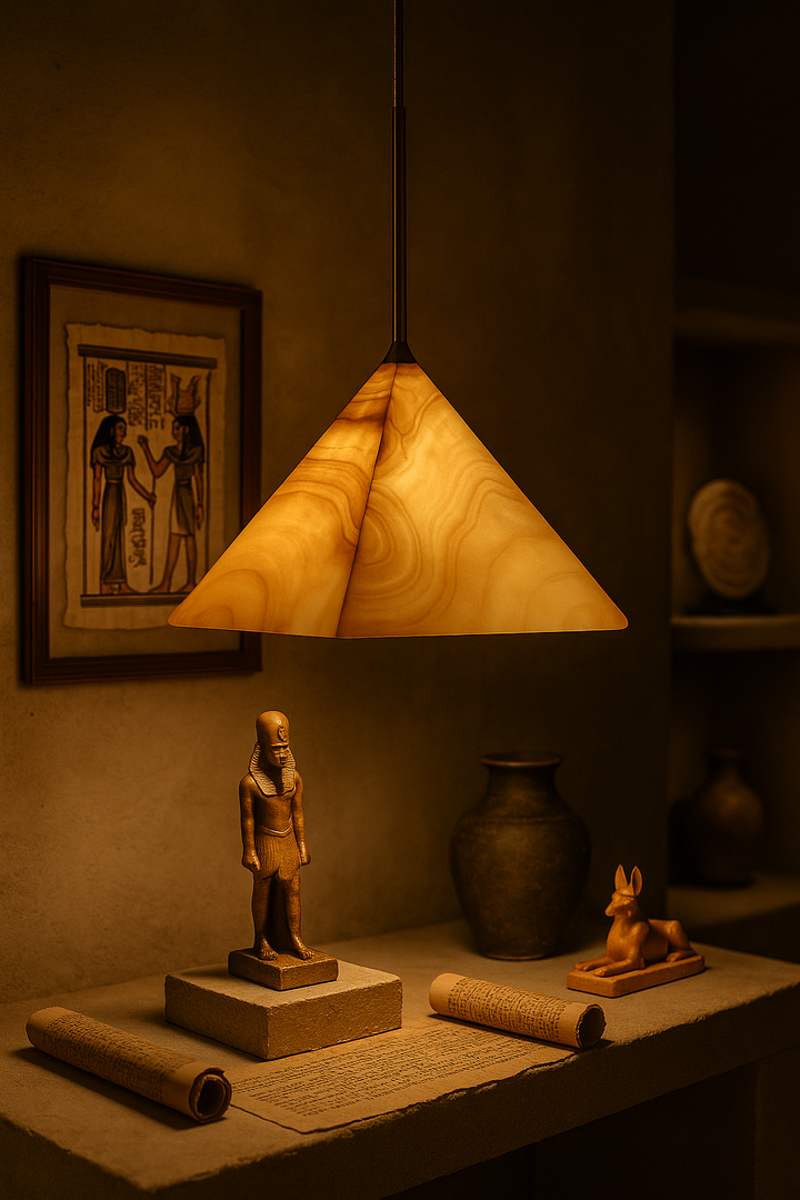 Warm Pyramid AlabasterPendant Light