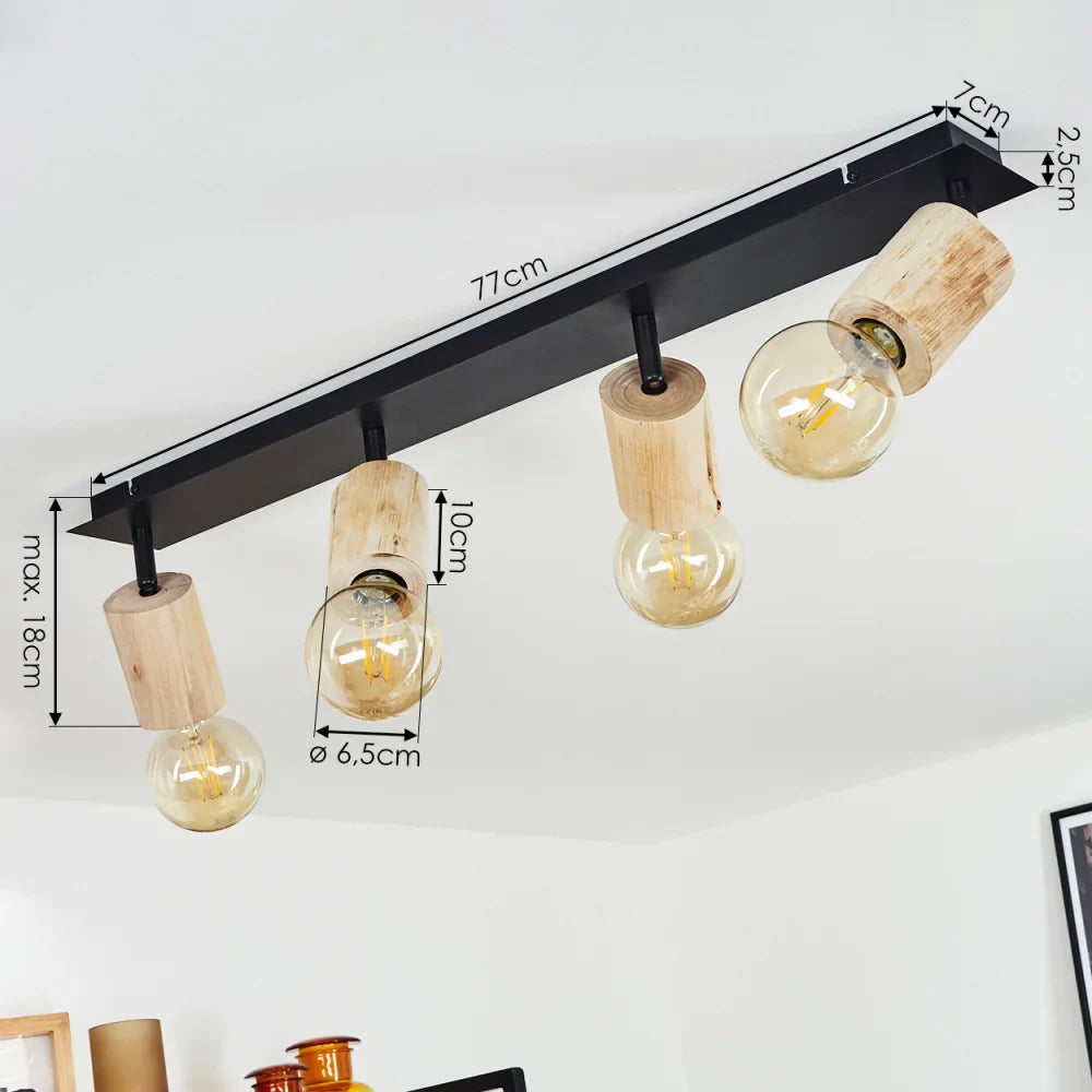 Rustic Wooden Track Ceiling Light