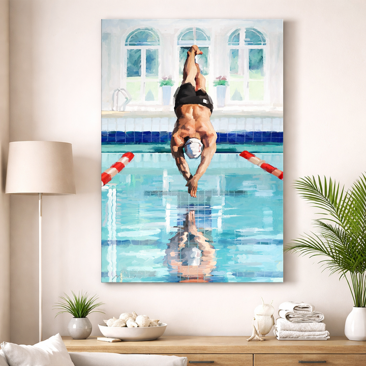 Swimming Athlete Pool Canvas