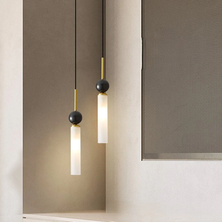 Modern Minimalist Pendant Light with Marble and Brass Accents