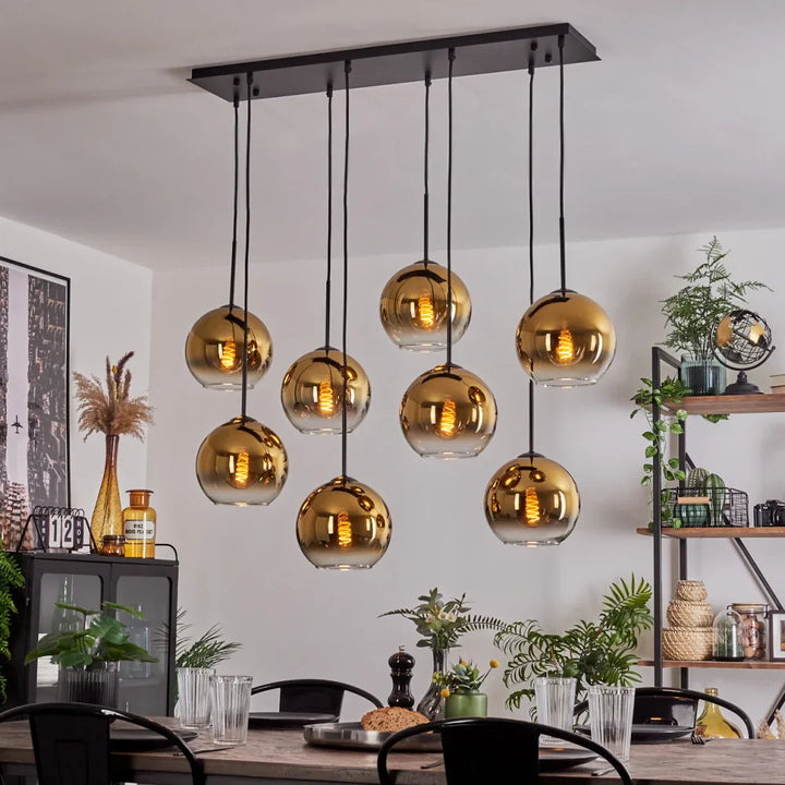 Luxury Gold Globe Pendant Light - Cluster of Eight