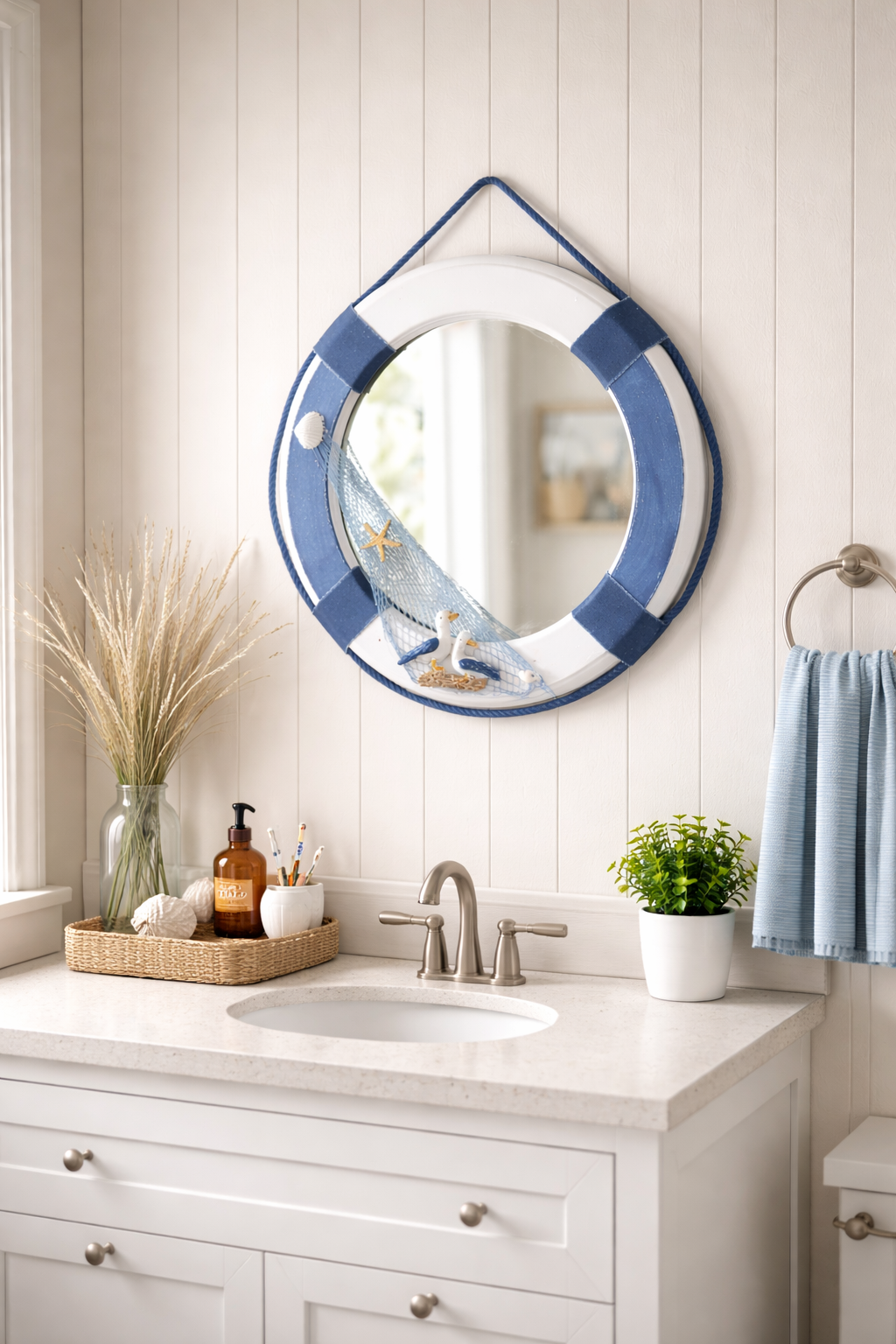 Lifebuoy Mirror with Seagull Detail