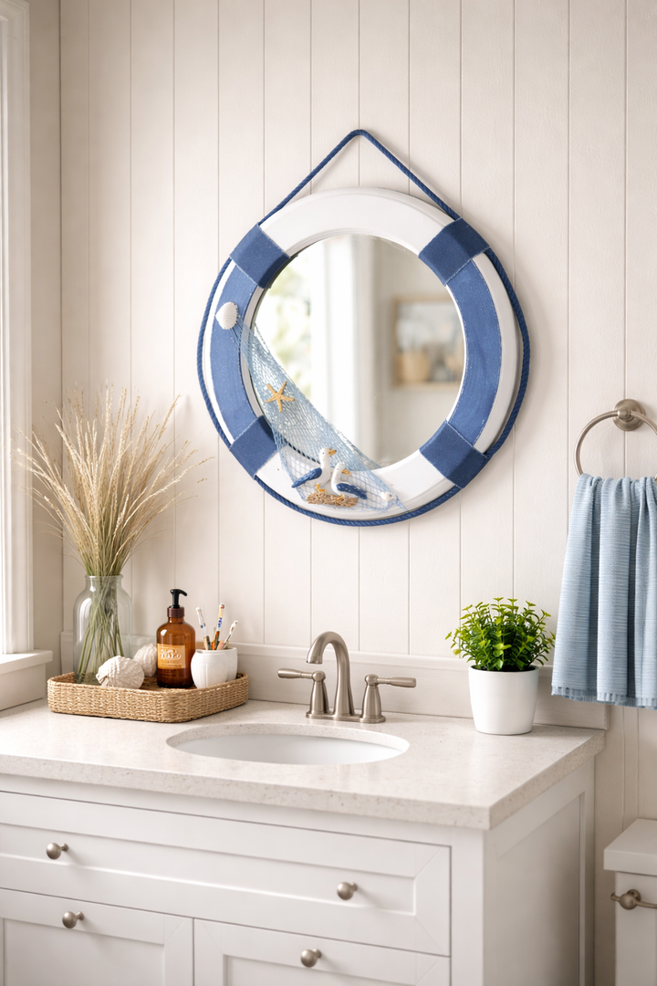 Lifebuoy Mirror with Seagull Detail