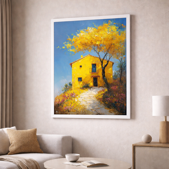 Yellow House Landscape Canvas
