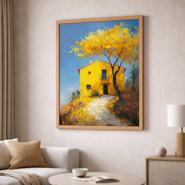 Yellow House Landscape Canvas