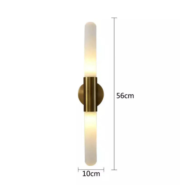 Modern Brass Wall Light with Frosted Tube Design