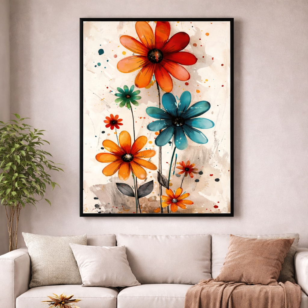 Colorful Floral Abstract Canvas Wall Art