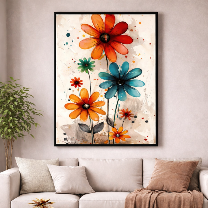 Colorful Floral Abstract Canvas Wall Art