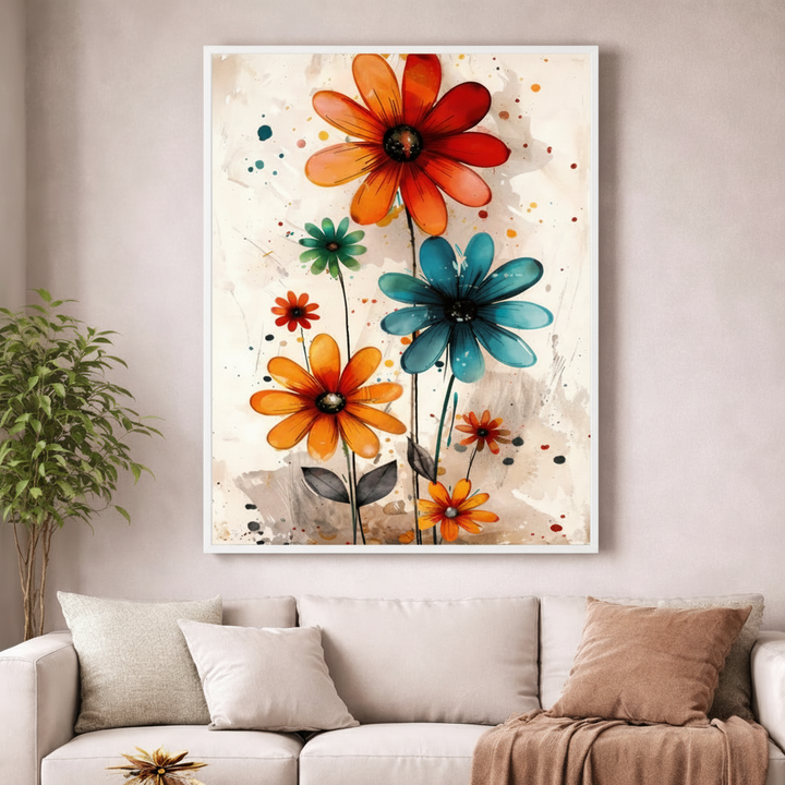 Colorful Floral Abstract Canvas Wall Art