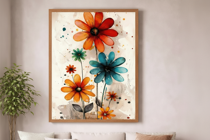 Colorful Floral Abstract Canvas Wall Art