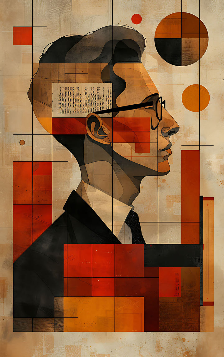 Wadi Home geometric portrait wall art featuring a profile in warm earthy tones and abstract shapes. Modern, artistic, and sophisticated.