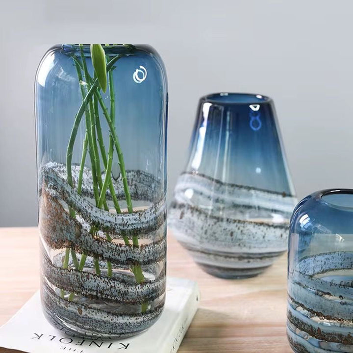 Blue Gradient Glass Vase Set of 2