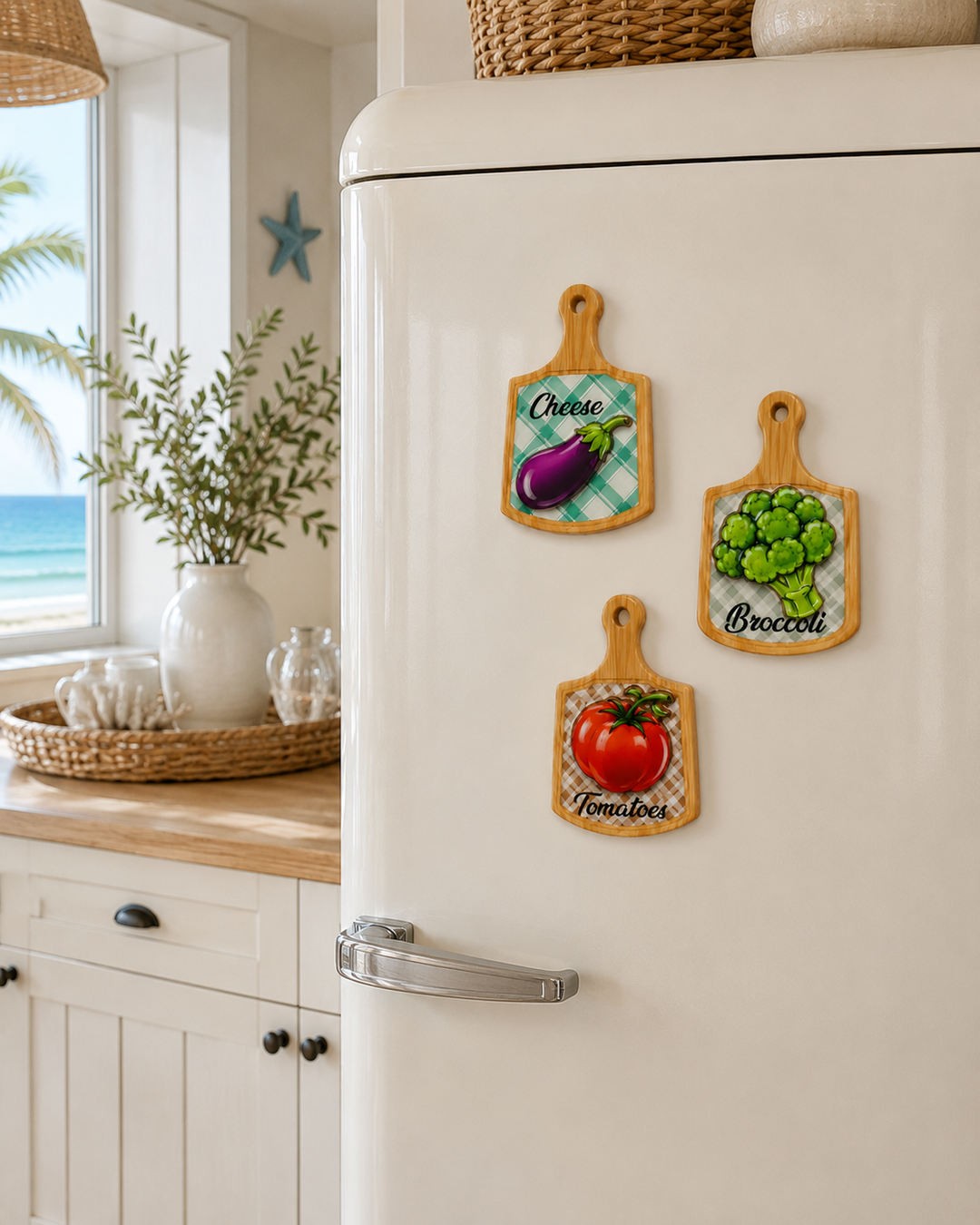 Wooden Mini Cutting Board Fridge Magnet set of 3