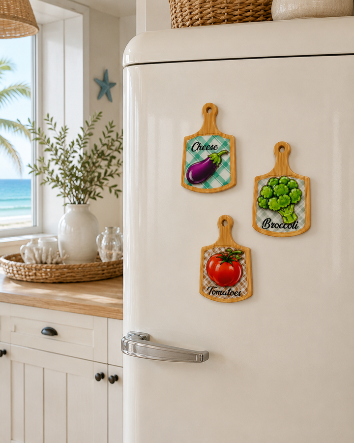 Wooden Mini Cutting Board Fridge Magnet set of 3