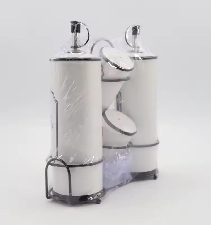 Ceramic Bathroom Canister Set with Stand