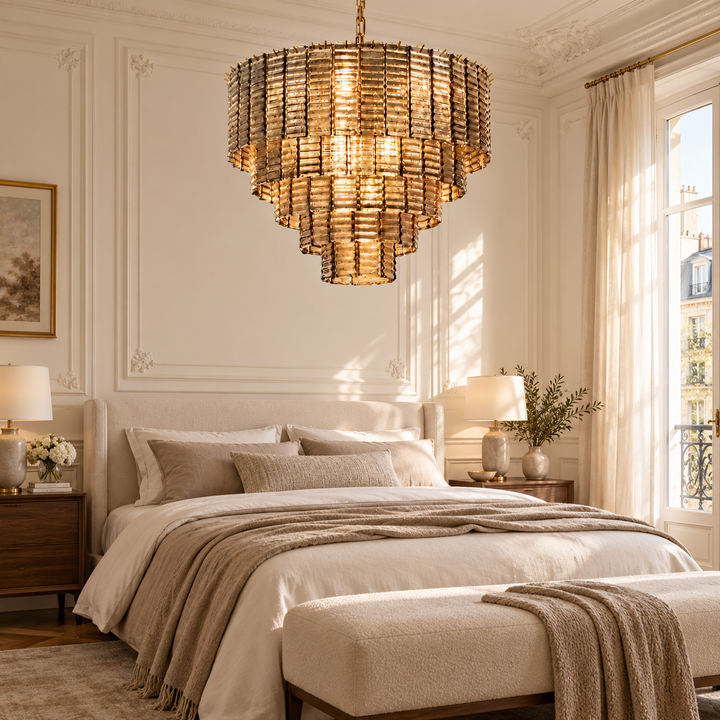 Silver Textured Crystal Chandelier