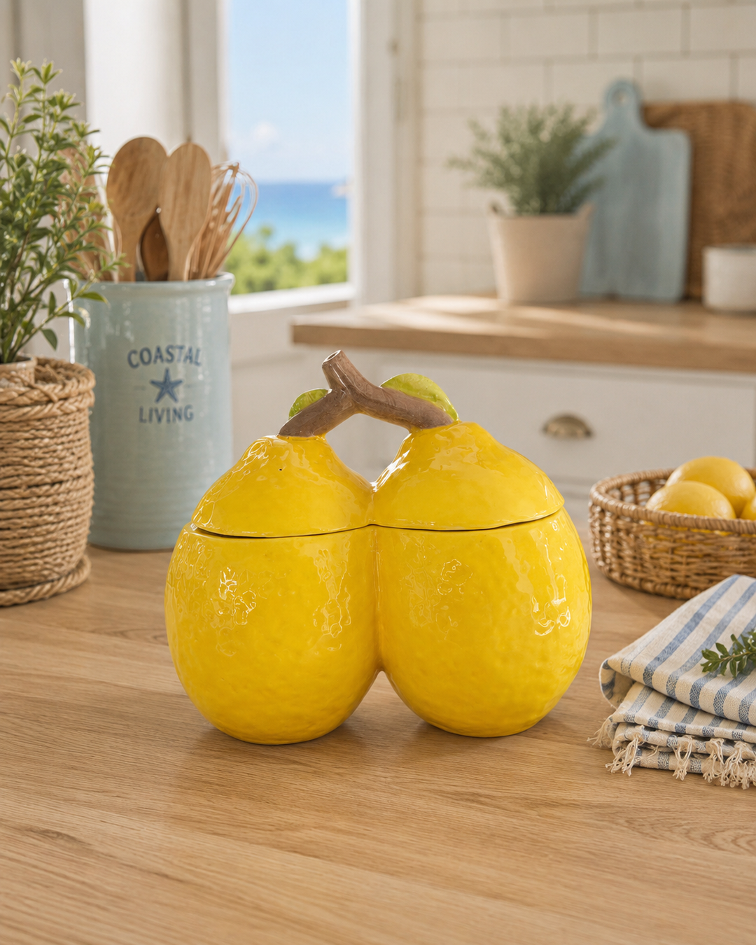 Glossy Lemon Ceramic Storage Jar