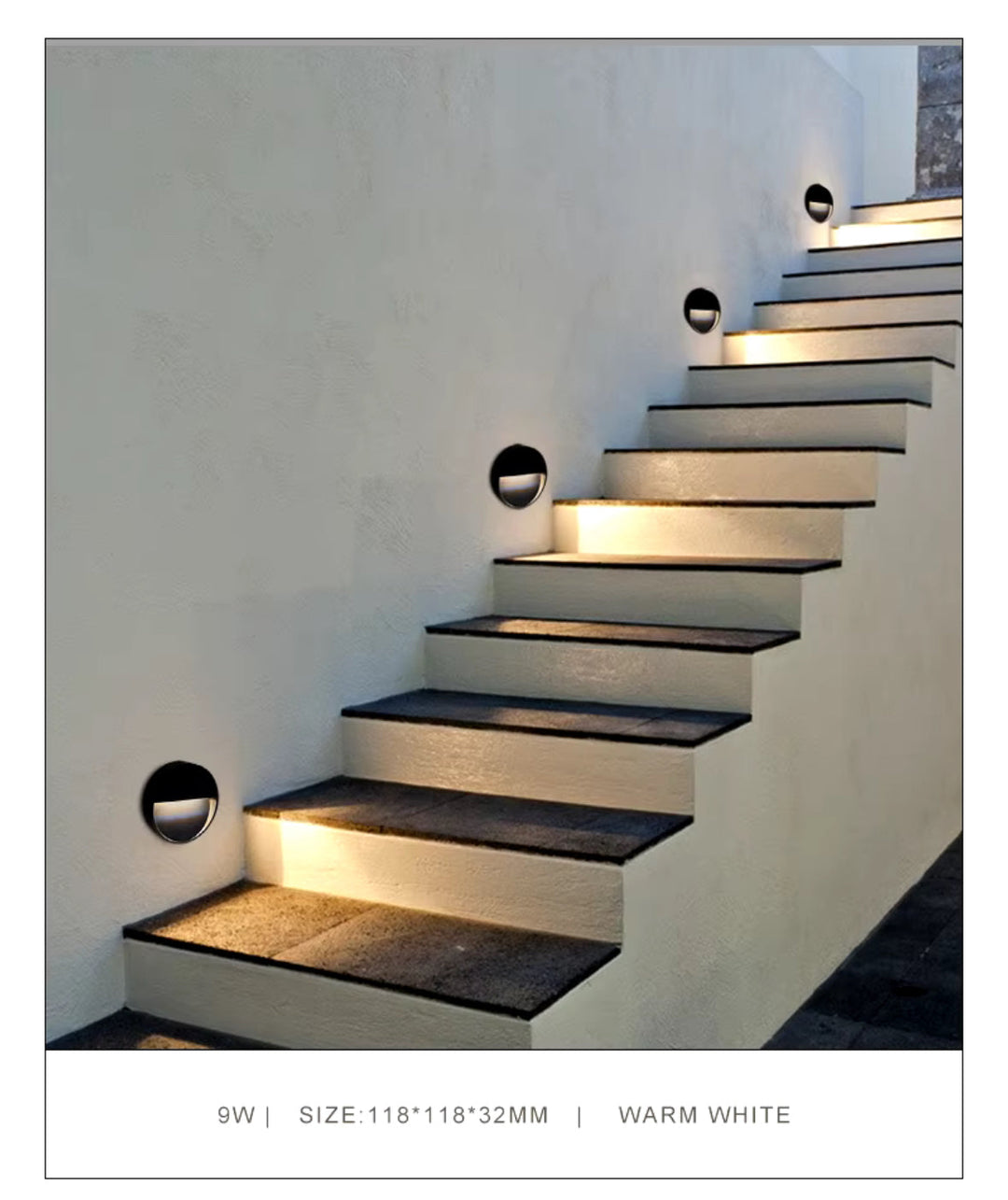 Round Outdoor Recessed Step Light