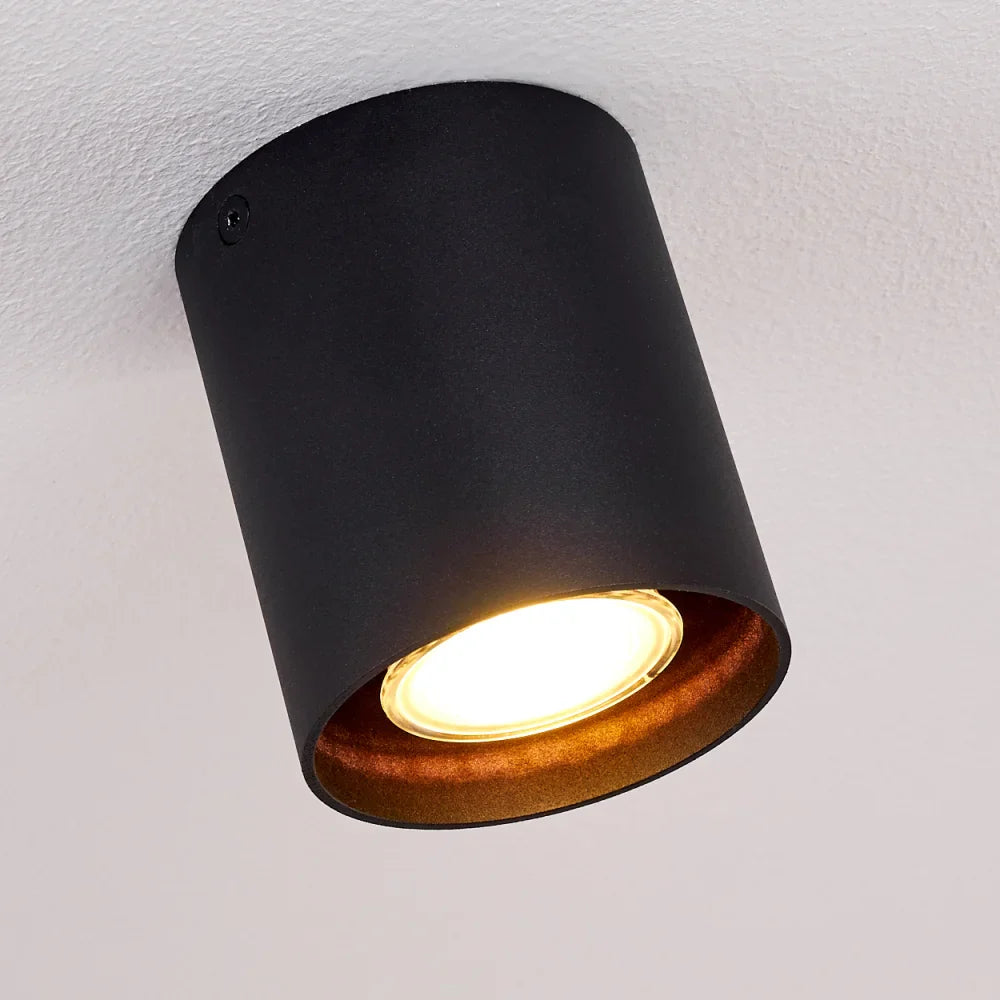 Modern Black Cylinder Ceiling Spotlight