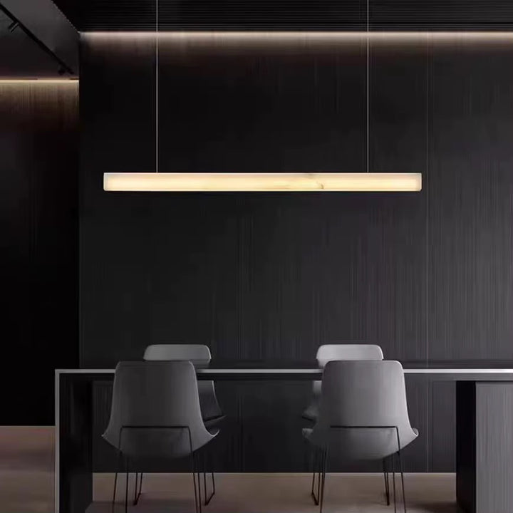Modern Linear LED Pendant Light in Warm Ivory