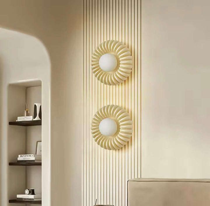 Modern Sculptural Wall Light with Radiant Pattern