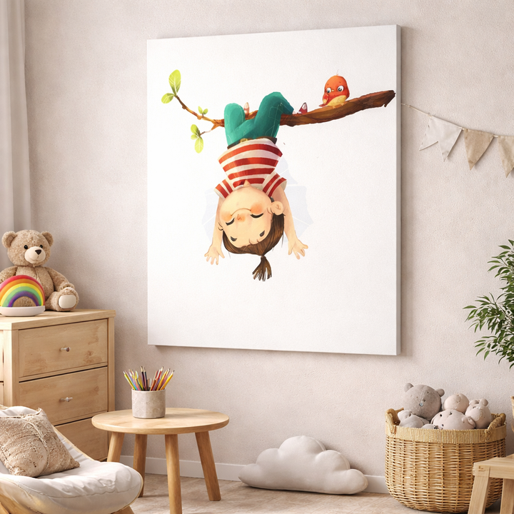 Playful Upside Down Kid Canvas