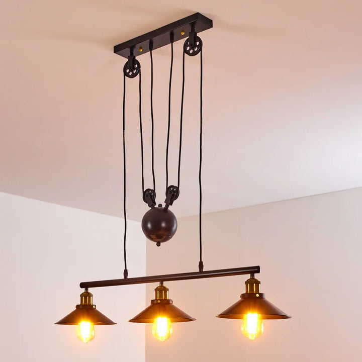 Industrial Pulley Pendant Light