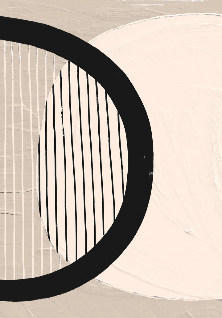 Wadi Home abstract geometric canvas art in neutral tones of beige, off-white, and black with vertical lines.