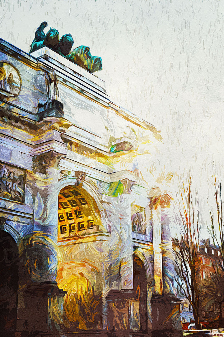 Wadi Home Impressionist Archway Canvas Wall Art featuring textured brushstrokes and vibrant colors of European architecture.