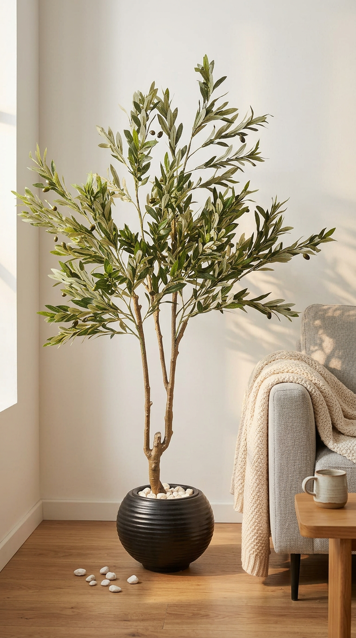 Artificial Olive Tree With Black Pot
