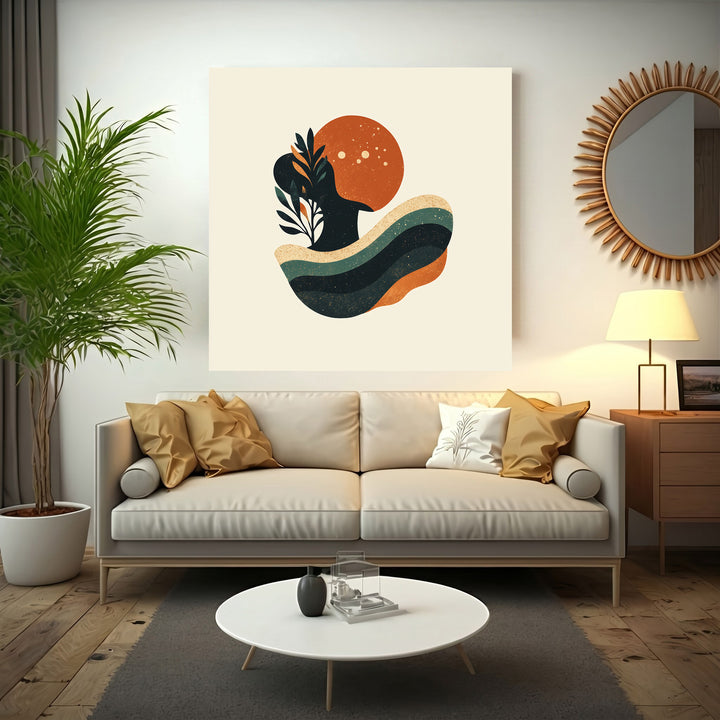 Wadi Home abstract organic shapes wall art print in earthy tones with fluid forms, modern sophistication.